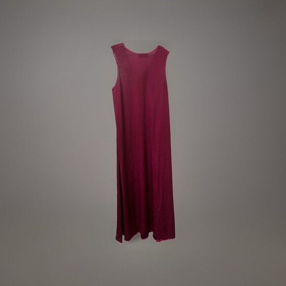 Vassarette Pink Sleeveless Slip Nightgown, Sz M, Sheer V Neck, Flowy Maxi Retro - Picture 2 of 6